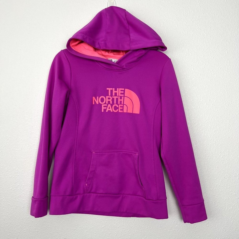 The North Face Womens Small Purple Neon Pink Graphic Hoodie Pullover